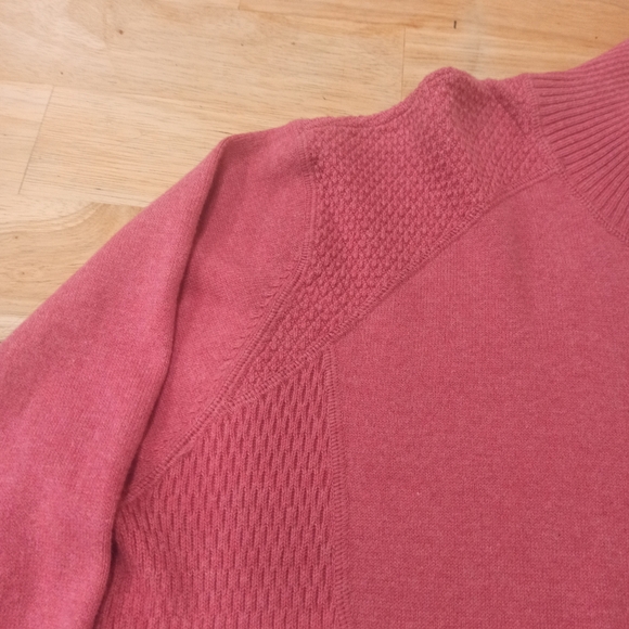 .Eddie Bauer Sweater Mens L Soft Red Quarter Zip Cable Knit Pullover Preppy - Picture 7 of 16